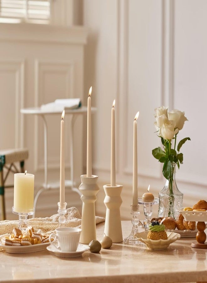 Pickood 10-Inch Tall Dripless Taper Candles Set of 4 - Beige Tapered Candles, Perfect for Christmas - Smokeless, Unscented, Long Burning - Hand Poured, Colored Tall Candlesticks - Beige - Image 4